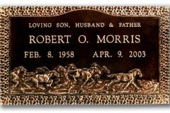 bronze-grave-marker-Running-Horses-Inlaid-Border-W94-201P